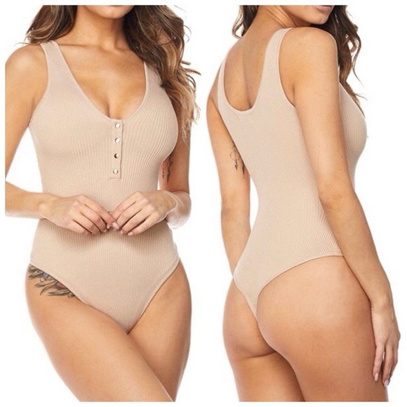 Latte Snap Button Bodysuit (S,M) - Picture 6 of 7